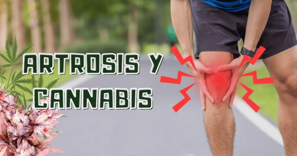 Imagen que muestra un hombre con dolor en la rodilla, con ilustraciones de relámpagos rojos y texto.