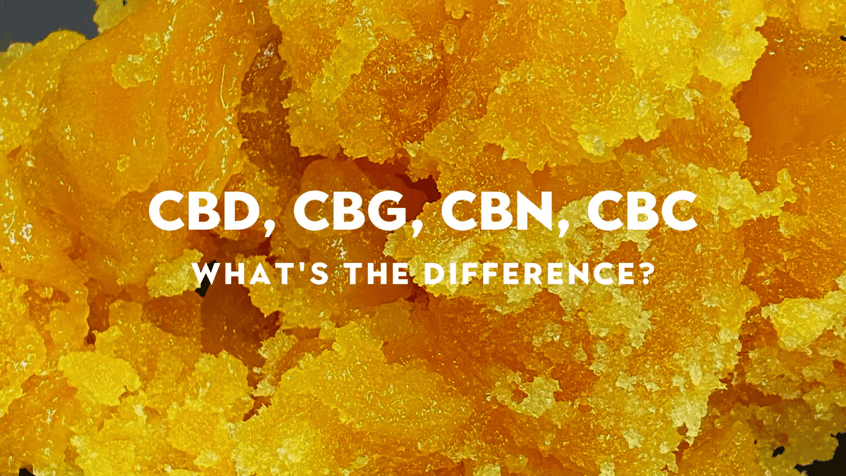 Imagen de cristales de cáñamo con texto sobre CBD, CBG y CBN.