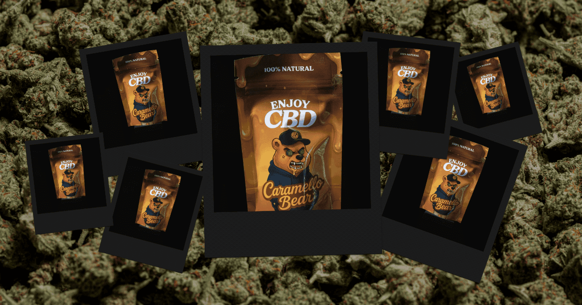 Paquete de Caramello Bear CBD de Enjoy CBD, flor de cáñamo potente y natural.