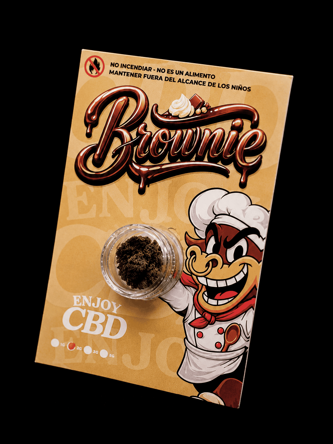 Producto de brownie con CBD para bienestar y relajación.