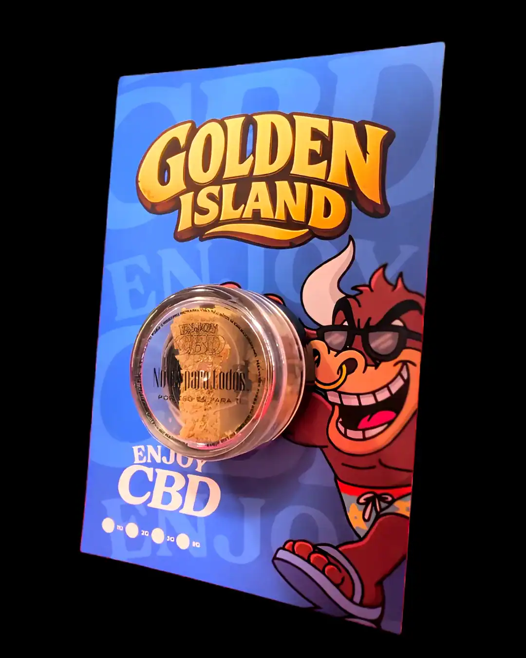 Producto de CBD Golden Island en envase de 5g para bienestar.